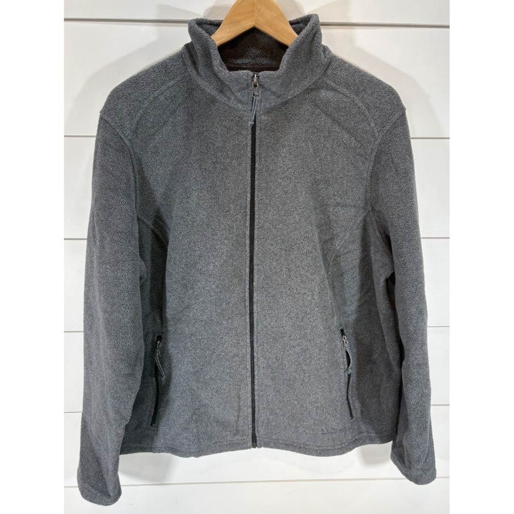 L.L.BEAN Women's Polartec Fleece Jacket Long Sleeve Gray Full Zip Size XL Reg